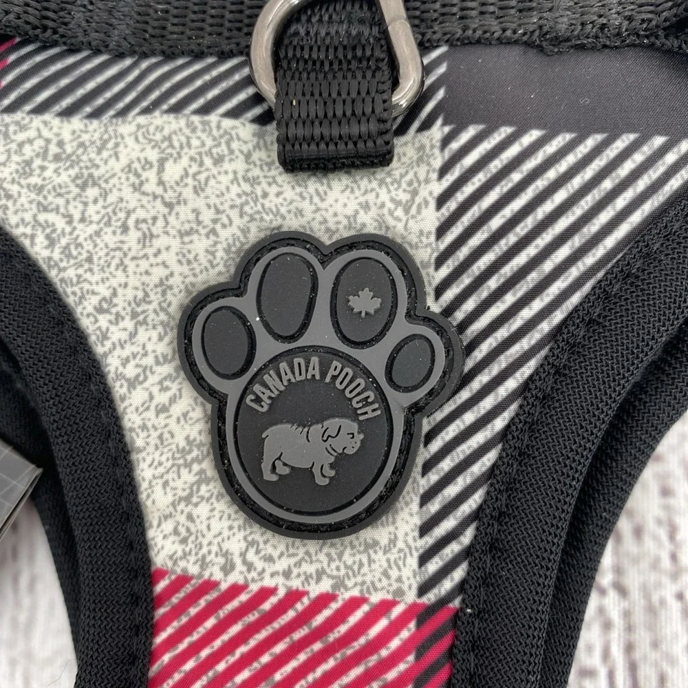 Canada Pooch Everything Harness SMALL Black Pink Plaid No Pull Water Resistant